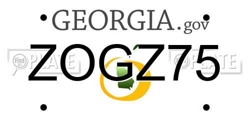ZOGZ75 Georgia License Plate