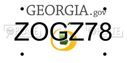 ZOGZ78 Georgia License Plate