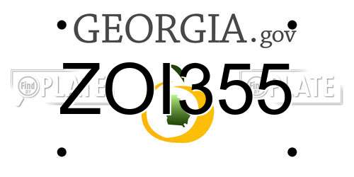 ZOI355 Georgia License Plate