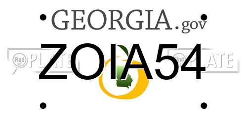 ZOIA54 Georgia License Plate