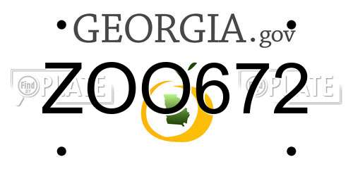 ZOO672 Georgia License Plate