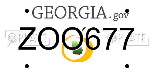 ZOO677 Georgia License Plate