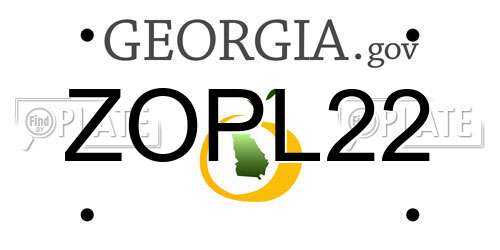 ZOPL22 Georgia License Plate