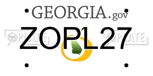 ZOPL27 Georgia License Plate