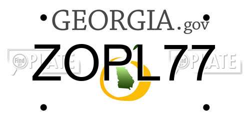 ZOPL77 Georgia License Plate