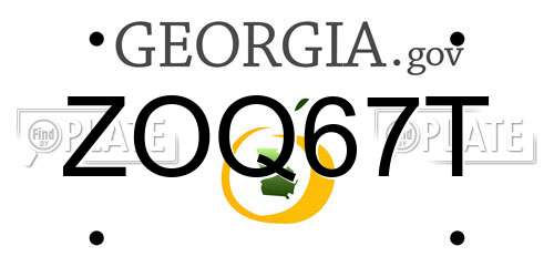 ZOQ67T Georgia License Plate