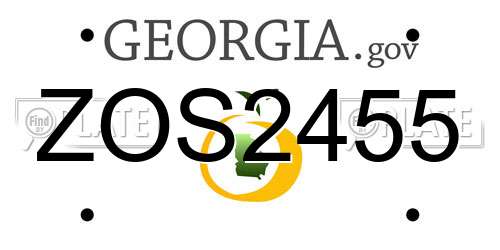 ZOS2455 Georgia License Plate