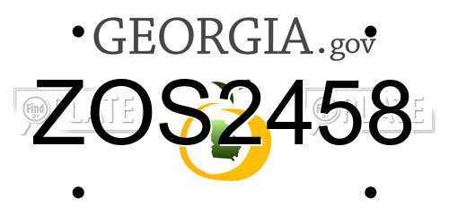 ZOS2458 Georgia License Plate