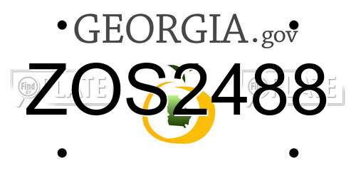 ZOS2488 Georgia License Plate