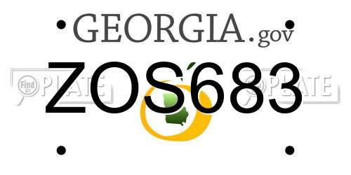 ZOS683 Georgia License Plate