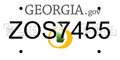 ZOS7455 Georgia License Plate