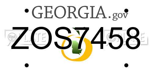 ZOS7458 Georgia License Plate