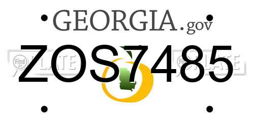 ZOS7485 Georgia License Plate