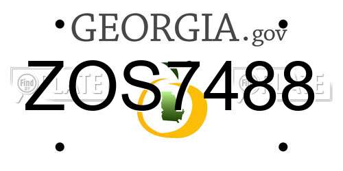 ZOS7488 Georgia License Plate