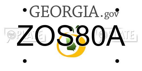 ZOS80A Georgia License Plate