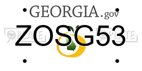 ZOSG53 Georgia License Plate