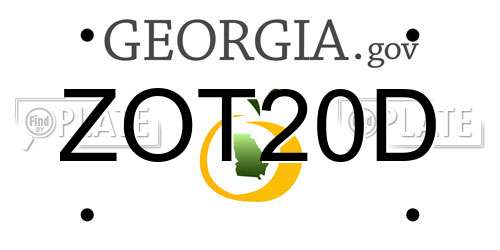 ZOT20D Georgia License Plate
