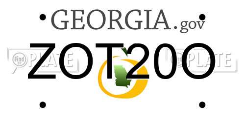 ZOT20O Georgia License Plate
