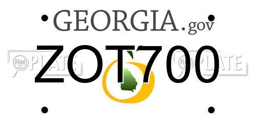 ZOT700 Georgia License Plate