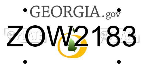 ZOW2183 Georgia License Plate