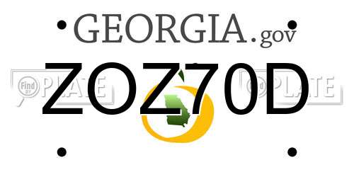 ZOZ70D Georgia License Plate