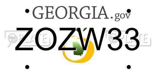 ZOZW33 Georgia License Plate