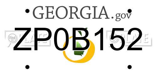 ZP0B152 Georgia License Plate