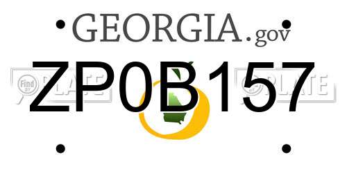 ZP0B157 Georgia License Plate