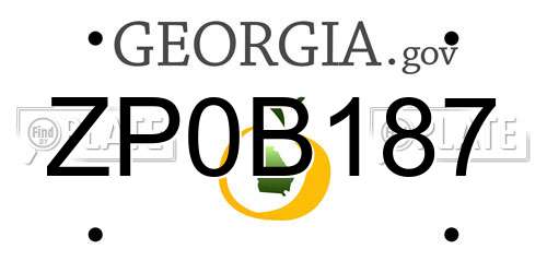 ZP0B187 Georgia License Plate