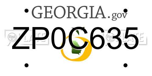 ZP0C635 Georgia License Plate