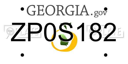 ZP0S182 Georgia License Plate