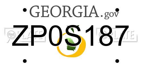 ZP0S187 Georgia License Plate