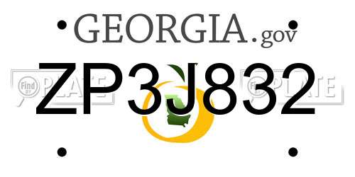 ZP3J832 Georgia License Plate