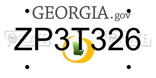 ZP3T326 Georgia License Plate