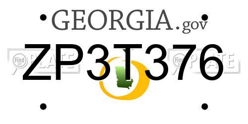 ZP3T376 Georgia License Plate