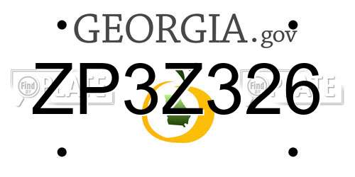 ZP3Z326 Georgia License Plate