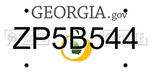ZP5B544 Georgia License Plate