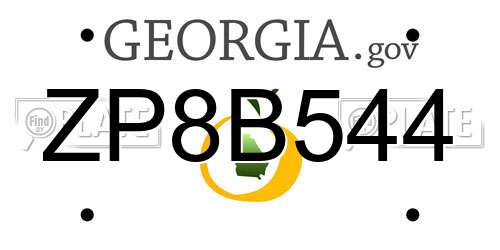 ZP8B544 Georgia License Plate