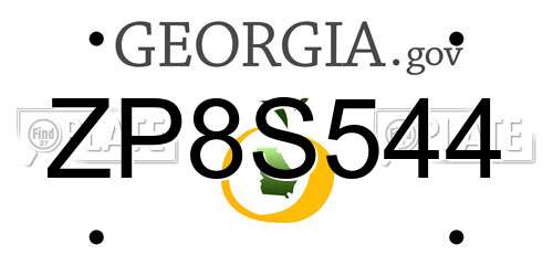 ZP8S544 Georgia License Plate