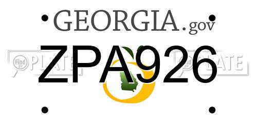 ZPA926 Georgia License Plate