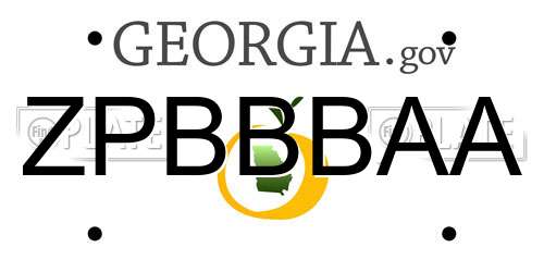 ZPBBBAA Georgia License Plate