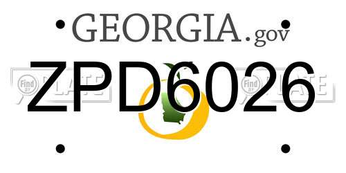 ZPD6026 Georgia License Plate