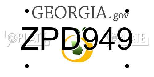 ZPD949 Georgia License Plate