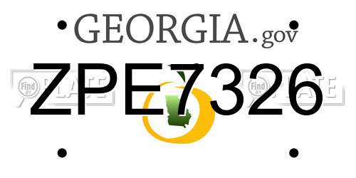 ZPE7326 Georgia License Plate