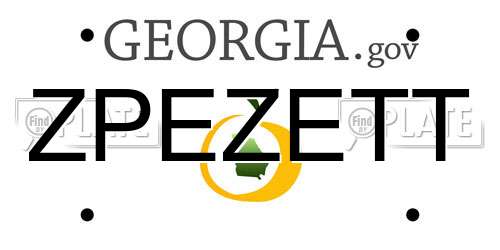 ZPEZETT Georgia License Plate