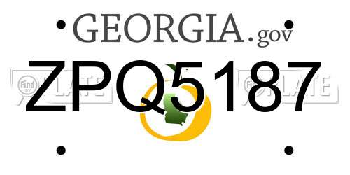 ZPQ5187 Georgia License Plate