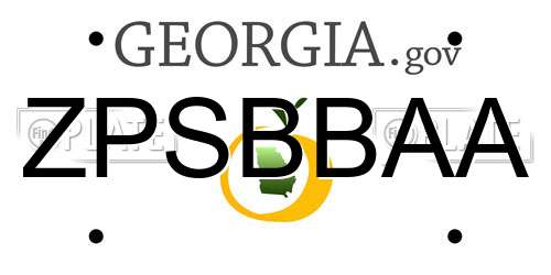 ZPSBBAA Georgia License Plate