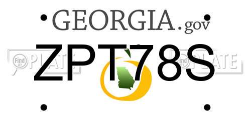 ZPT78S Georgia License Plate