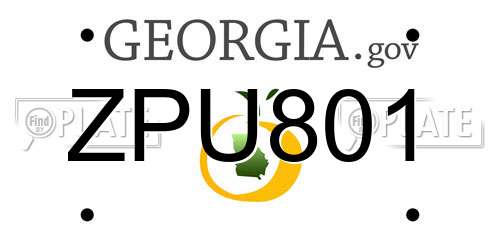 ZPU801 Georgia License Plate