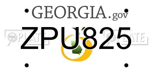 ZPU825 Georgia License Plate